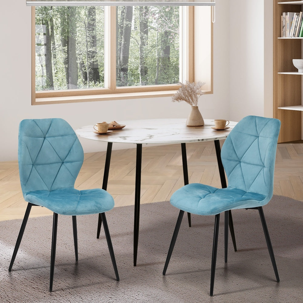 Oikiture Dining Chairs Set of 2 Velvet Blue