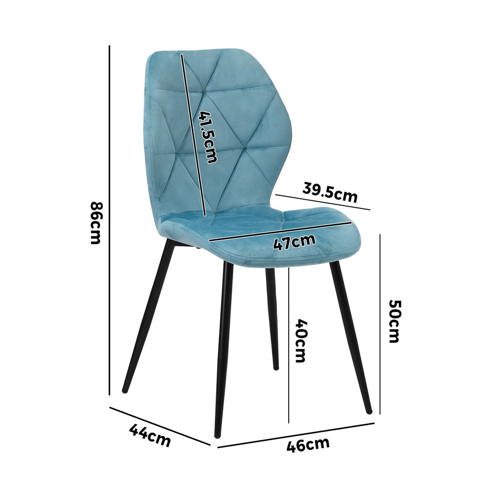 Oikiture Dining Chairs Set of 2 Velvet Blue