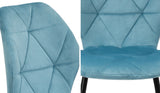 Oikiture Dining Chairs Set of 2 Velvet Blue - Close-Up Angle