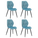 Oikiture Dining Chairs Set of 4 Velvet Blue - Top-Down View