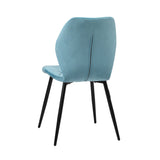 Oikiture Dining Chairs Set of 6 Velvet Blue - Front View