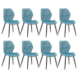 Oikiture Dining Chairs Set of 8 Velvet Blue - Close-Up Angle