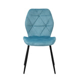 Oikiture Dining Chairs Set of 8 Velvet Blue - Rear View
