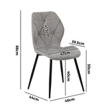 Oikiture Dining Chairs Set of 4 Velvet Grey