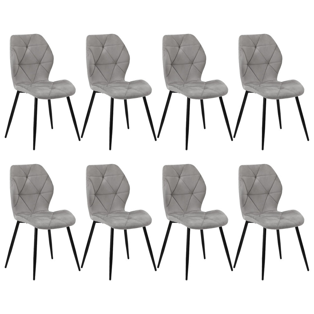 Oikiture Dining Chairs Set of 8 Velvet Grey