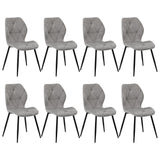 Oikiture Dining Chairs Set of 8 Velvet Grey - Close-Up Angle