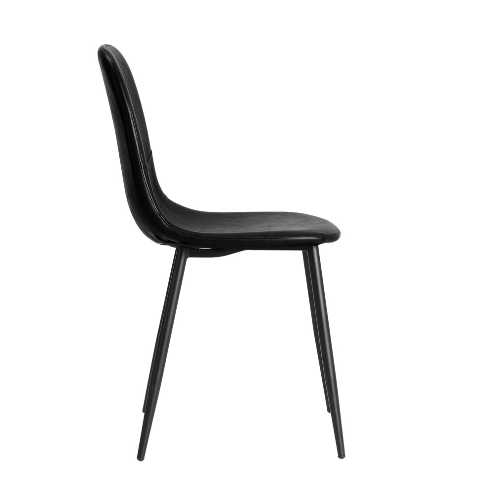 Oikiture 2x Dining Chairs PU Leather Black