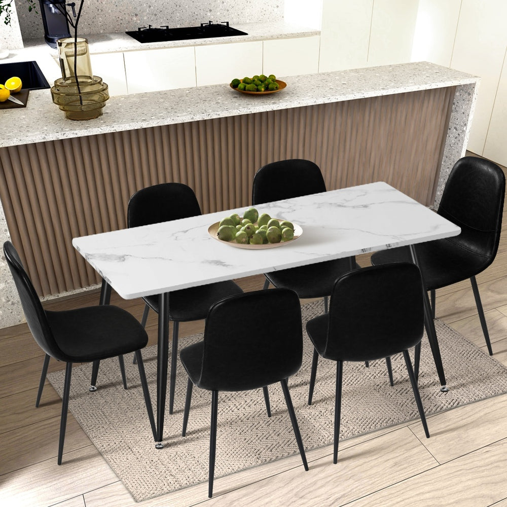 Oikiture 6x Dining Chairs PU Leather Black