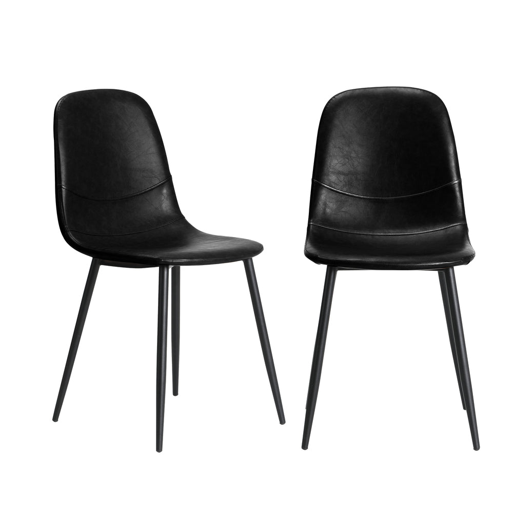 Oikiture 8x Dining Chairs Accent Chair PU Leather Black