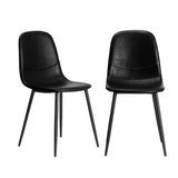 Oikiture 8x Dining Chairs Accent Chair PU Leather Black - Close-Up Angle