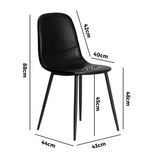 Oikiture 8x Dining Chairs Accent Chair PU Leather Black - 45-Degree Angle