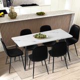 Oikiture 8x Dining Chairs Accent Chair PU Leather Black - Rear View