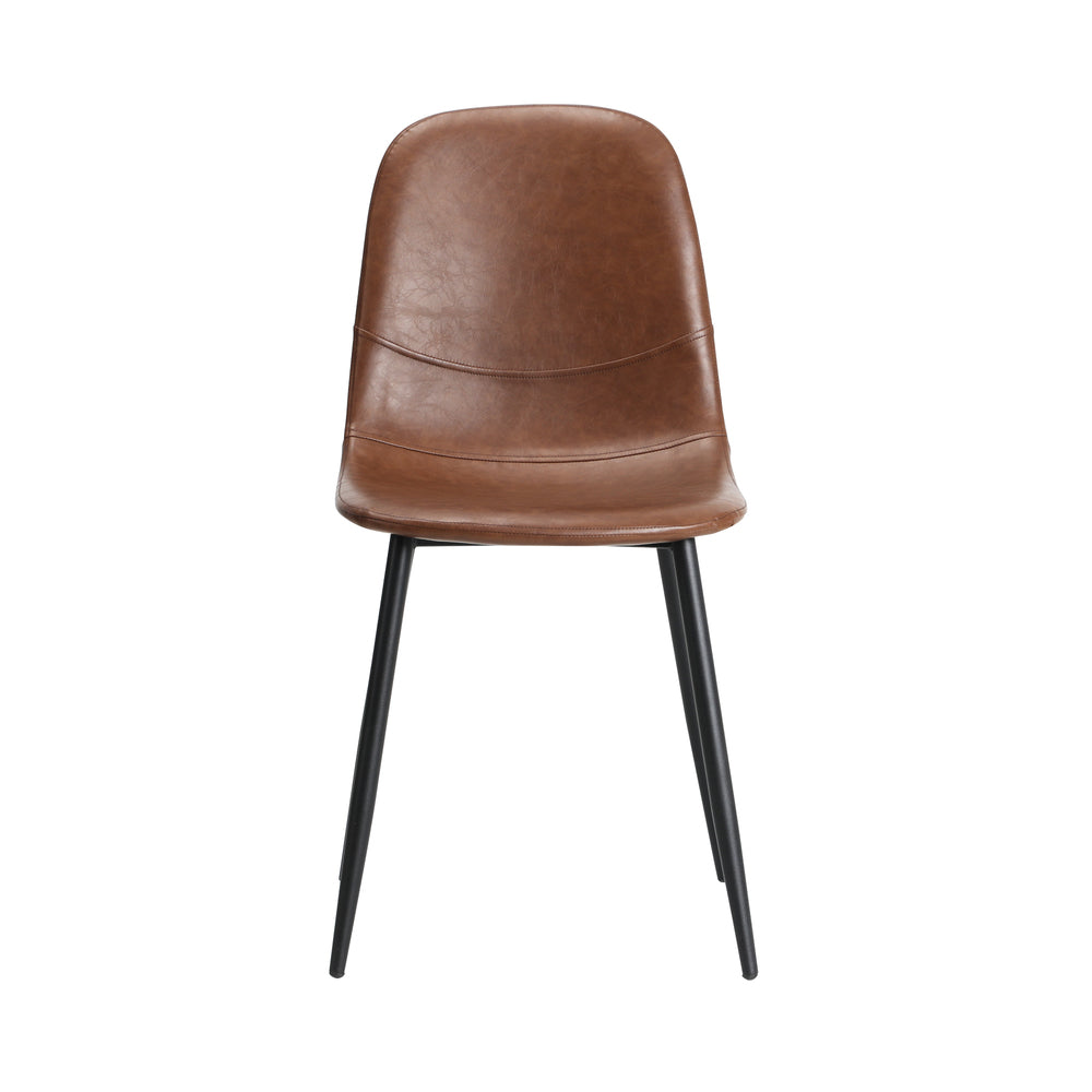 Oikiture 2x Dining Chairs Lounge Room PU Leather Brown