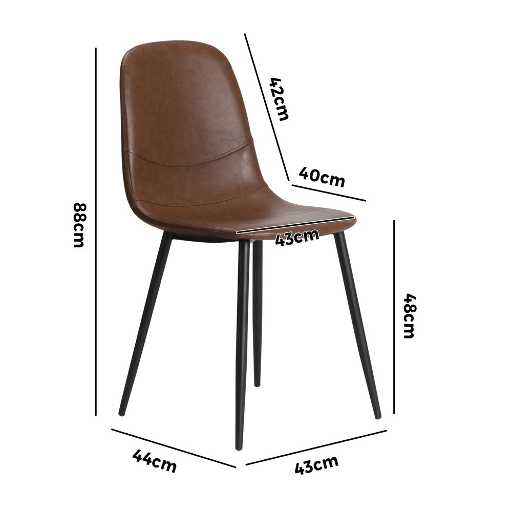 Oikiture 2x Dining Chairs Lounge Room PU Leather Brown
