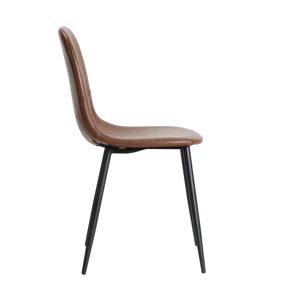 Oikiture 2x Dining Chairs Lounge Room PU Leather Brown