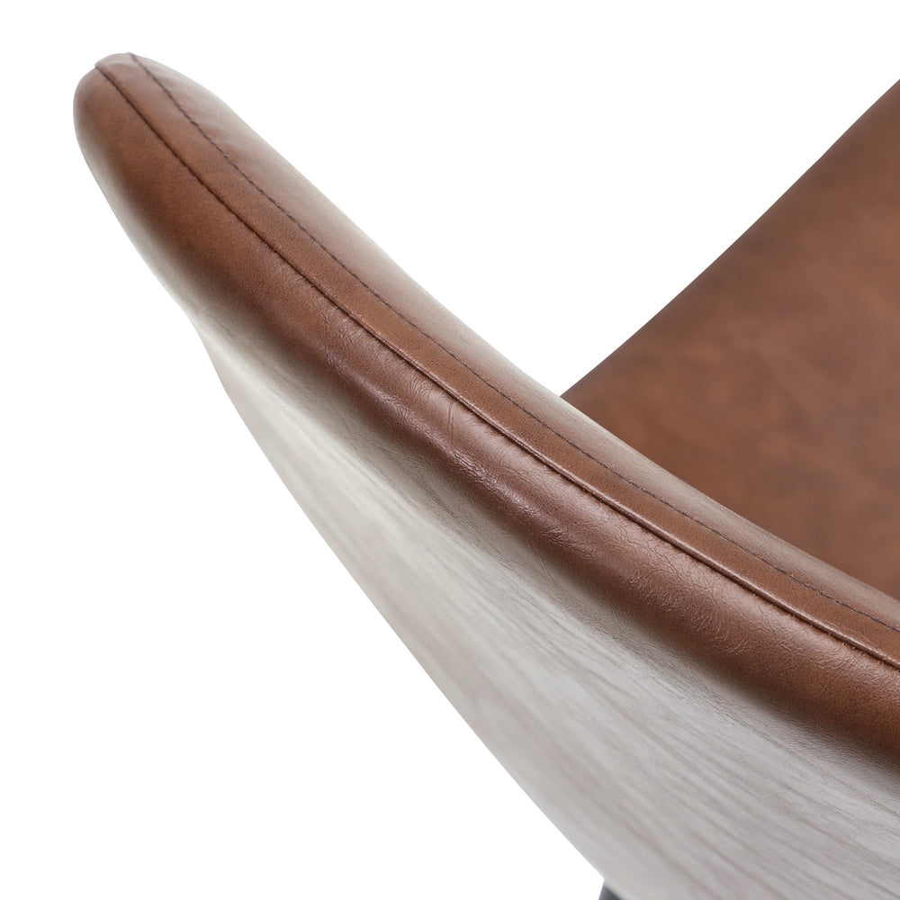Oikiture 2x Dining Chairs Lounge Room PU Leather Brown