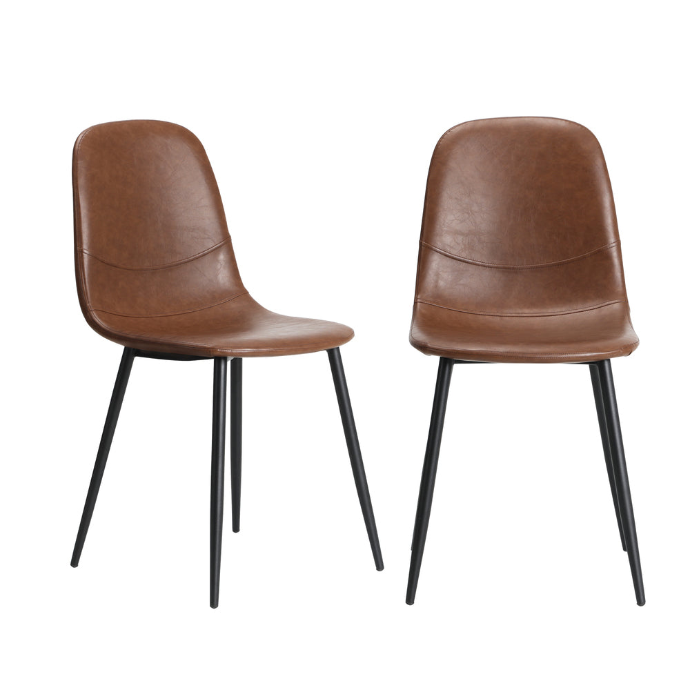 Oikiture 8x Dining Chairs Accent Chair PU Leather Brown