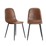 Oikiture 8x Dining Chairs Accent Chair PU Leather Brown - Front View