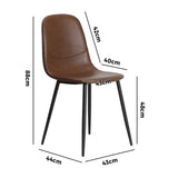 Oikiture 8x Dining Chairs Accent Chair PU Leather Brown - Close-Up Angle