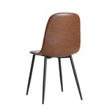 Oikiture 8x Dining Chairs Accent Chair PU Leather Brown - Rear View