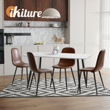 Oikiture 8x Dining Chairs Accent Chair PU Leather Brown - 45-Degree Angle