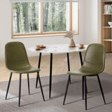 Oikiture 2x Dining Chairs PU Leather Green