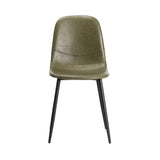 Oikiture 2x Dining Chairs PU Leather Green - Side View