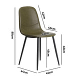 Oikiture 2x Dining Chairs PU Leather Green - 45-Degree Angle