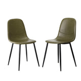 Oikiture 2x Dining Chairs PU Leather Green - Low Angle