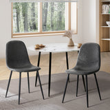Oikiture 2x Dining Chairs Lounge Room PU Leather Grey