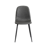Oikiture 2x Dining Chairs Lounge Room PU Leather Grey - 45-Degree Angle