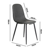 Oikiture 2x Dining Chairs Lounge Room PU Leather Grey