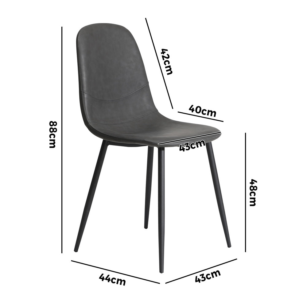 Oikiture 2x Dining Chairs Lounge Room PU Leather Grey