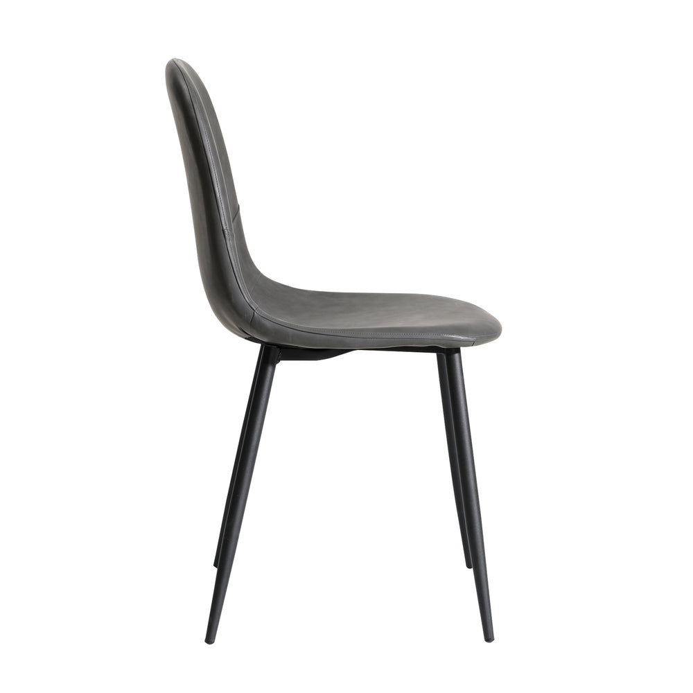 Oikiture 2x Dining Chairs Lounge Room PU Leather Grey