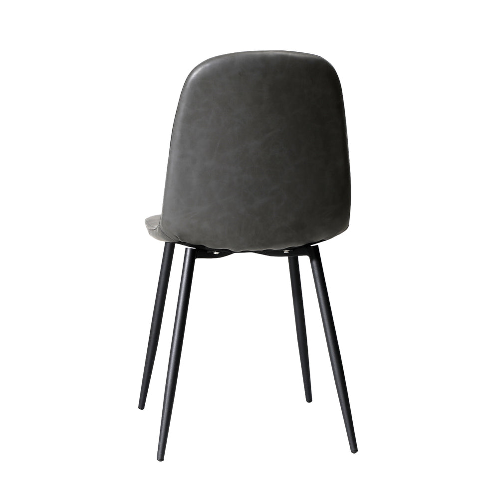 Oikiture 2x Dining Chairs Lounge Room PU Leather Grey