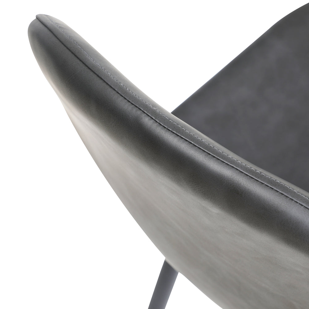 Oikiture 2x Dining Chairs Lounge Room PU Leather Grey