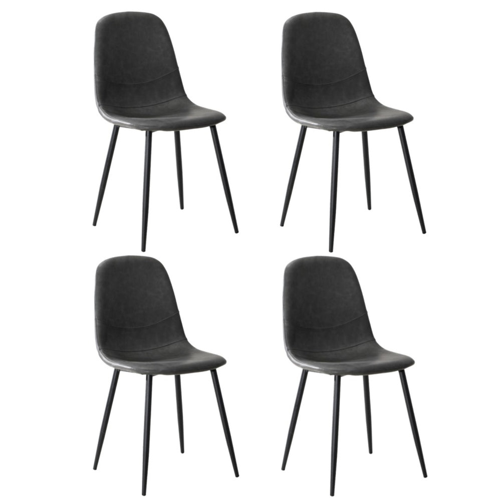 Oikiture 4x Dining Chairs PU Leather Grey