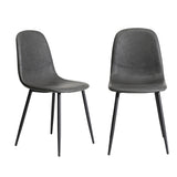 Oikiture 4x Dining Chairs PU Leather Grey