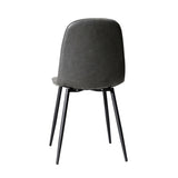 Oikiture 4x Dining Chairs PU Leather Grey - Close-Up Angle