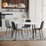 Oikiture 4x Dining Chairs PU Leather Grey - Top-Down View