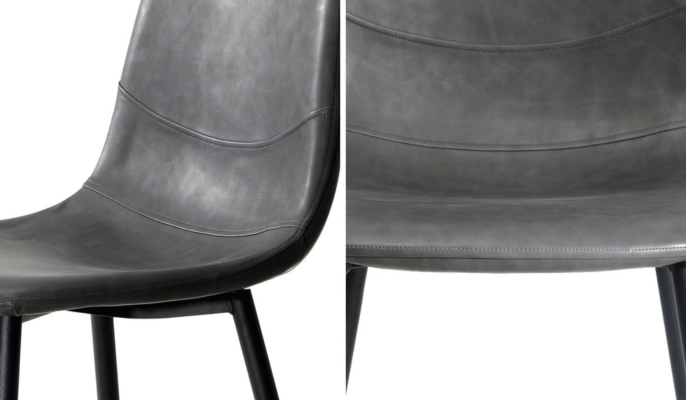 Oikiture 4x Dining Chairs PU Leather Grey