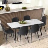 Oikiture 6x Dining Chairs PU Leather Grey - Low Angle