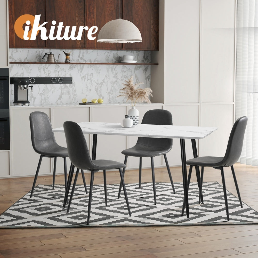 Oikiture 8x Dining Chairs Accent Chair PU Leather Grey