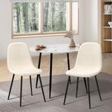 Oikiture 2x Dining Chairs Sherpa White and Black - Top-Down View