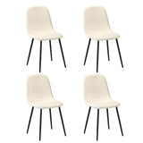 Oikiture 4x Dining Chairs Sherpa White and Black - Rear View