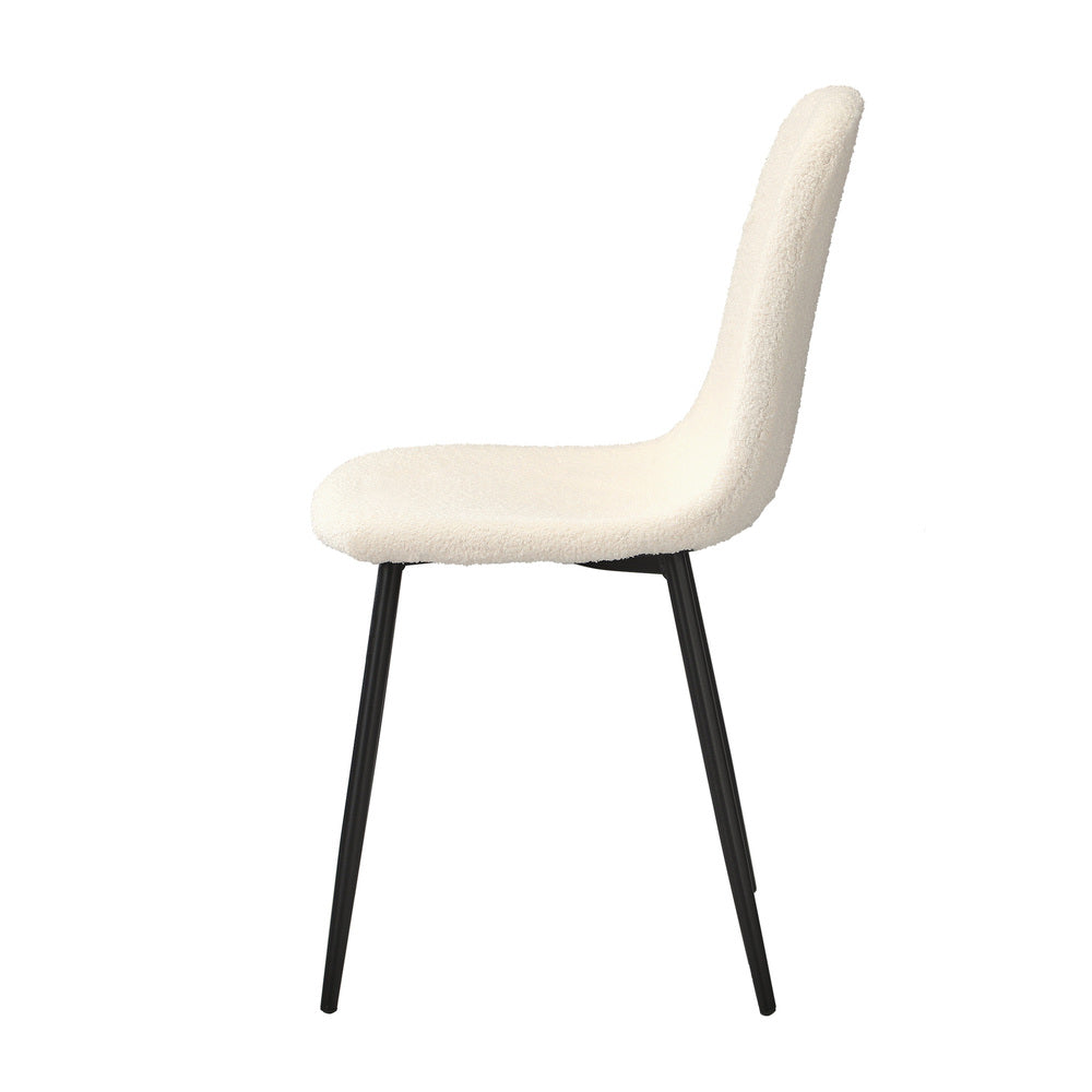 Oikiture 4x Dining Chairs Sherpa White and Black
