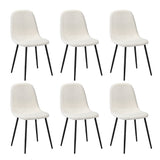 Oikiture 6x Dining Chairs Sherpa White and Black