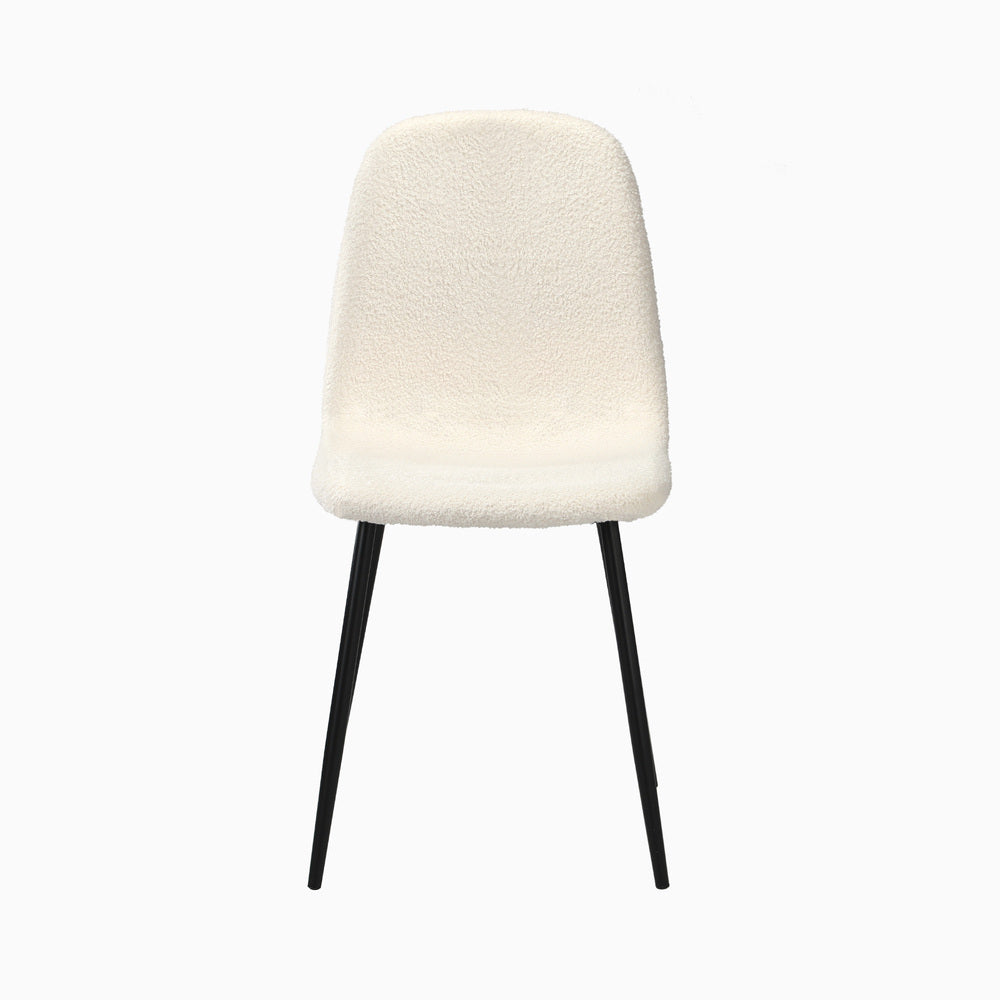 Oikiture 6x Dining Chairs Sherpa White and Black