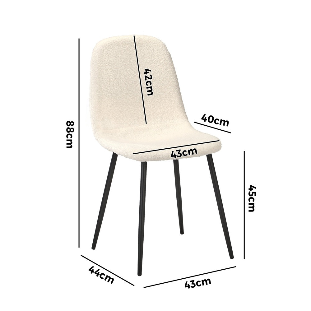 Oikiture 6x Dining Chairs Sherpa White and Black