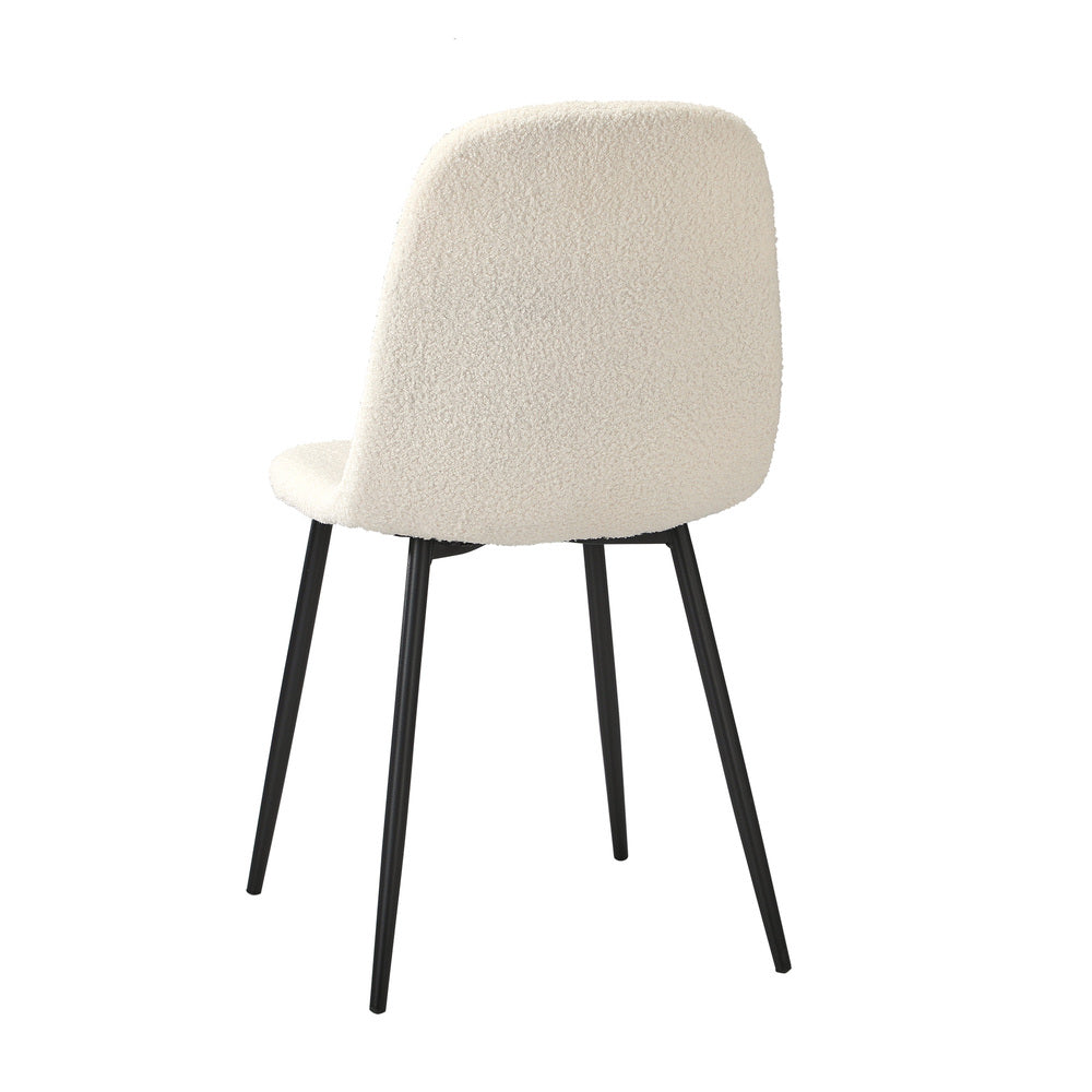 Oikiture 6x Dining Chairs Sherpa White and Black